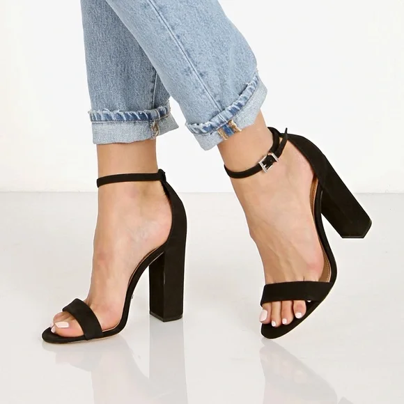 Schutz Women’s Sz 8‎ Enida Neutral Suede Ankle Strap Open Toe Chunky Block Heels - Picture 14 of 14